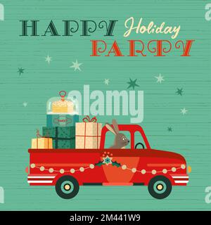 Bunny Rabbit liefert Geschenke für die Feiertagsparty Stock Vektor