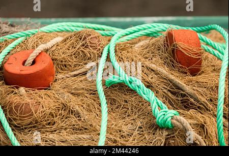 Fischfang Palan, Fischfangnetze, Arbeitsmaterial im Mittelmeer Stockfoto