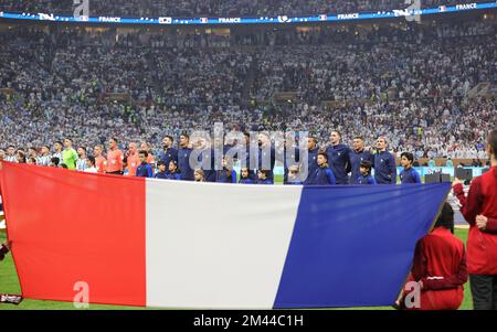 Al Daayen, Katar - 18. Dezember 2022, französische Mannschaft während der FIFA-Weltmeisterschaft 2022, Endspiel zwischen Argentinien und Frankreich am 18. Dezember 2022 im Lusail-Stadion in Al Daayen, Katar - Foto: Sebastian El-saqqa/DPPI/LiveMedia Stockfoto