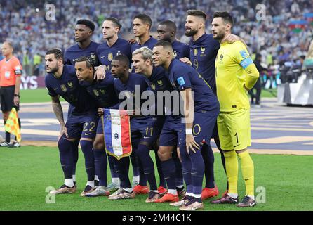 Al Daayen, Katar - 18. Dezember 2022, französische Mannschaft während der FIFA-Weltmeisterschaft 2022, Endspiel zwischen Argentinien und Frankreich am 18. Dezember 2022 im Lusail-Stadion in Al Daayen, Katar - Foto: Sebastian El-saqqa/DPPI/LiveMedia Stockfoto