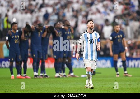 LUSAIL CITY, KATAR - DEZEMBER 18: Lionel Messi aus Argentinien während des Finales - FIFA-Weltmeisterschaft Katar 2022 zwischen Argentinien und Frankreich im Lusail Stadium am 18. Dezember 2022 in Lusail City, Katar (Foto: Pablo Morano/BSR Agency) Stockfoto