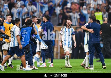 LUSAIL CITY, KATAR - DEZEMBER 18: Lionel Messi aus Argentinien während des Finales - FIFA-Weltmeisterschaft Katar 2022 zwischen Argentinien und Frankreich im Lusail Stadium am 18. Dezember 2022 in Lusail City, Katar (Foto: Pablo Morano/BSR Agency) Stockfoto