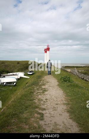 Die beiden Leuchttürme auf der Ile d'Aix, Charente-Maritime, Frankreich, Europa. Stockfoto