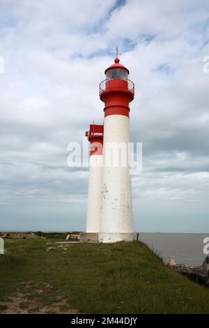 Die beiden Leuchttürme auf der Ile d'Aix, Charente-Maritime, Frankreich, Europa. Stockfoto
