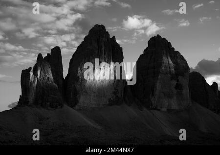 Three Peaks, Nordwände, im Abendlicht, Südtirol, Trentino, Sesto Dolomiten, Italien Stockfoto