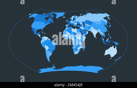 Weltkarte. Wagner-Projektion. Futuristische Weltanschauung für deine Infografik. Schöne blaue Farbpalette. Elegante Vektordarstellung. Stock Vektor