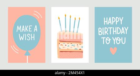 Set Geburtstagskarten Vektordesign EPS10 Stock Vektor