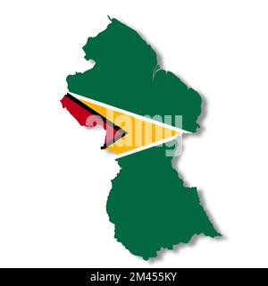 Guyana-Karte mit Beschneidungspfad zum Entfernen der Schatten-3D-Abbildung Stockfoto
