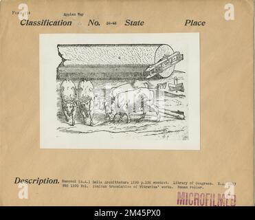 Römischer Roller. Originalunterschrift: Römische Walze. Italienische Übersetzung von Vitruvius' Werken. Rusconi (G.A.) della Archittetura. Stockfoto