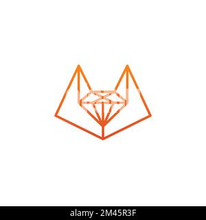 Diamond Fox Logo-Design. Fox Line Logo Stock Vektor