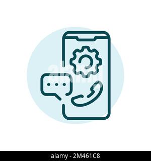 Schwarzes Liniensymbol für Anruf an den Support. Support-Service. Callcenter Stock Vektor