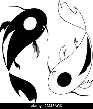 Vektor-Yin-Yang-Fische auf isoliertem weißem Hintergrund Stock Vektor