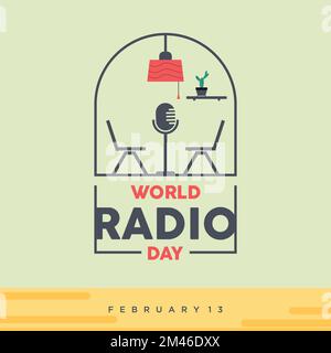 Hintergrund der kreativen Designvorlage des World Radio Day. Vektordarstellung Stock Vektor