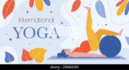 Schwangere Frau, die Fitnessübungen auf Fitball macht Stock Vektor