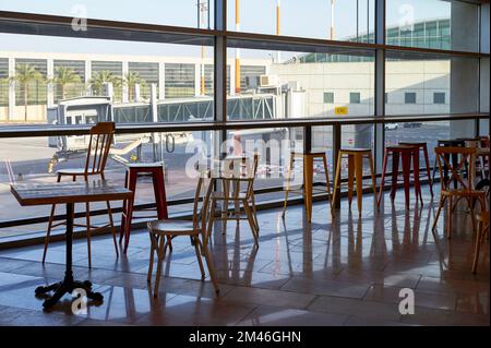 Cafeteria im internationalen Flughafen Bun Gurion Stockfoto
