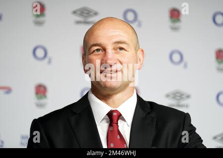 Der neu ernannte englische Cheftrainer Steve Borthwick während einer Pressekonferenz im Twickenham Stadium, London. Borthwick wird aus Leicester rekrutiert, wo er seit 2020 als Rugby-Direktor tätig ist und den Club zum Sieg der Gallagher Premiership der letzten Saison geführt hat. Foto: Montag, 19. Dezember 2022. Stockfoto