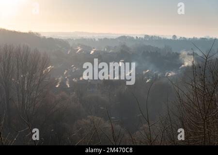 Dampf aus Gaskesseln, Großbritannien Stockfoto