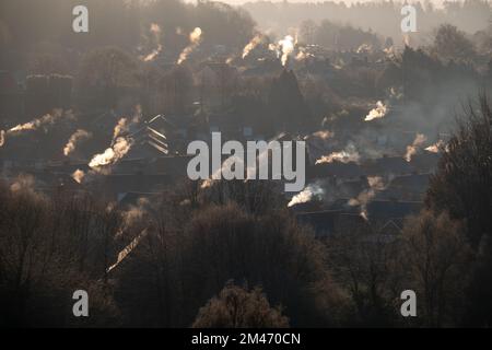 Dampf aus Gaskesseln, Großbritannien Stockfoto
