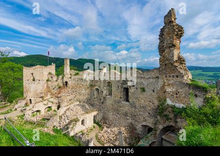 Povazska Bystrica (Waagbistritz): Burg Povazsky hrad (Waagburg) in , , Slowakei Stockfoto