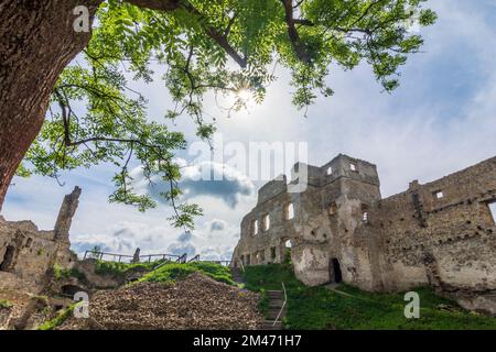 Povazska Bystrica (Waagbistritz): Burg Povazsky hrad (Waagburg) in , , Slowakei Stockfoto