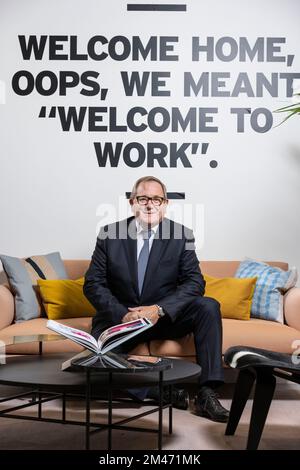 Mark Dixon, Gründer und CEO der International Workplace Group, englischer Milliardär-Geschäftsmann mit Sitz in Monaco, bekannt für Service-Office-Geschäfte Regus. Stockfoto