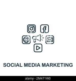 Symbol für Social Media Marketing. Monochrom Simple Marketing Strategy Icon für Vorlagen, Webdesign und Infografiken Stock Vektor