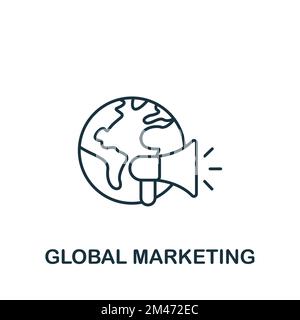 Symbol für globales Marketing. Monochrom Simple Marketing Strategy Icon für Vorlagen, Webdesign und Infografiken Stock Vektor