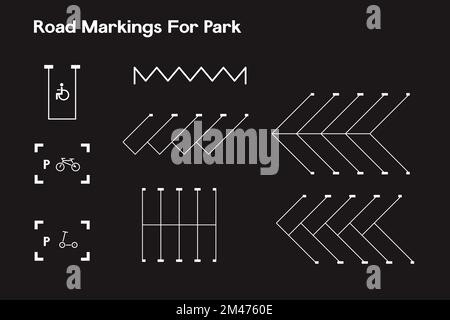 Horizontale Straßenmarkierungen zur Darstellung des Parkvektors. Stock Vektor