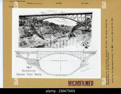 Die Park Avenue Bridge, Rochester, New York. Originalunterschrift: The Driving Park Avenue Bridge, Rochester, New York. Die Brücke überquert den Genesee River in der Stadt Rochester. Kopiert aus dem technischen Datensatz - Band XXIV - 6. Juni 1891 bis 28. November 1891. Bundesstaat New York. Stockfoto