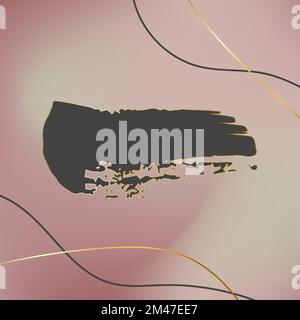 Vektor handgezeichnetes künstlerisches Designelement, Kästchen, Rahmen oder Hintergrund für Text. Pinselstrich mit goldenen Linien auf verlaufendem Hintergrund des Gitters. Design Stock Vektor