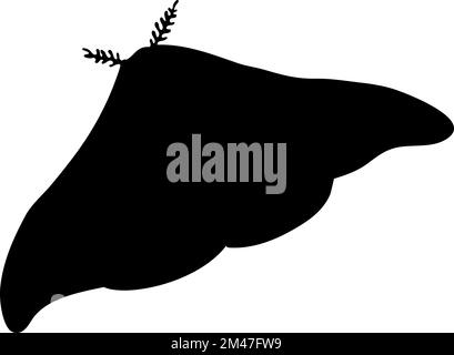 Silhouette der Motte. Nahaufnahme der Motte. Vektormottensymbol auf weißem Hintergrund. Stock Vektor