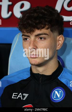 Neapel, Italien. 17.. Dezember 2022. Matteo Marchisano von SSC Napoli vor dem Freundschaftsspiel zwischen SSC Napoli und Villarreal CF im Stadion Diego Armando Maradona in Neapel (Italien) am 17.. Dezember 2022. Foto: Cesare Purini/Insidefoto Credit: Insidefoto di andrea staccioli/Alamy Live News Stockfoto