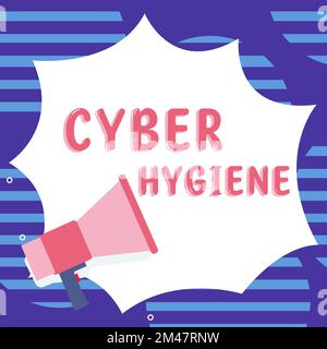 Textunterschrift präsentiert Cyber Hygiene. Geschäftskonzepte Schritte, die Computerbenutzer Unternehmen, um ihre Cyber-Sicherheit zu verbessern Stockfoto