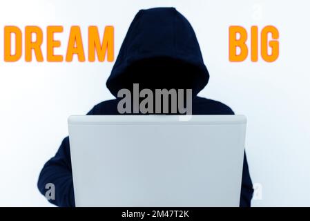 Konzeptionelle Darstellung Dream Big. Word for, um an etwas Wertvolles zu denken, das Sie erreichen möchten Stockfoto