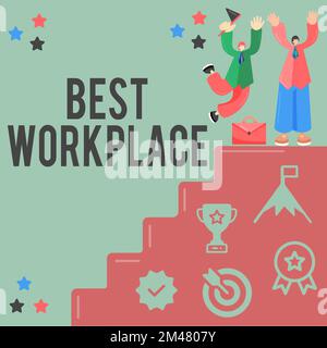 Schreiben mit Anzeige des Textes „Beste Arbeitsumgebung“. Geschäftsansatz ideales Unternehmen, um mit hoher Vergütung stressfrei zu arbeiten Stockfoto