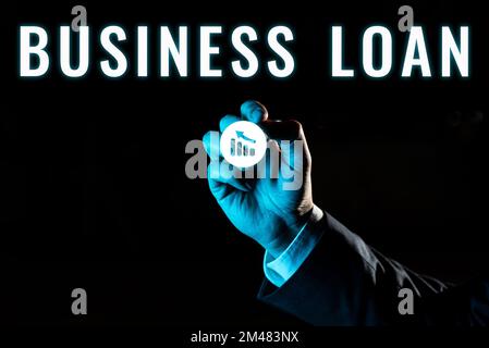 Konzeptionelle Darstellung des Geschäftskredits. Internet-Konzept Kredithypothek Finanzielle Unterstützung Barvorschüsse Schulden Stockfoto