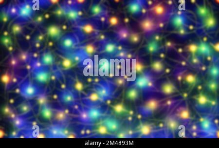 Blurry Christmas lights out des Fokus Hintergrund. Stockfoto