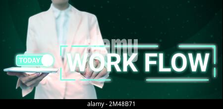Workflow für konzeptionelle Beschriftung. Internetkonzept Kontinuität einer bestimmten Aufgabe von und zu einem Büro oder Arbeitgeber Stockfoto