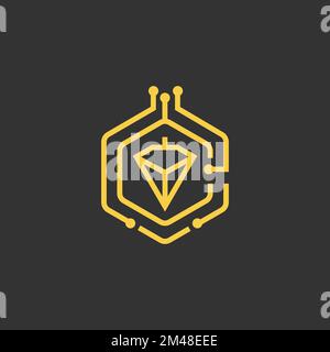 Logo-Vorlage für Münzservice. Anfangsbuchstabe C-Logo, Symbol - Vector Digital Money.EPS 10 Stock Vektor