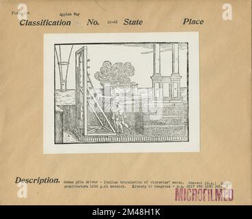 - Ein Römischer Pfahlfahrer. Originalunterschrift: Römischer Pfahlfahrer. Italienische Übersetzung von Vitruvius' Werken. Rusconi (G.A.) della Archittetura. Stockfoto