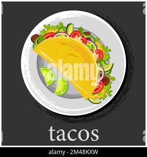 Tacos. Traditionelles mexikanisches Fast Food. Lateinamerikanische Küche. Stock Vektor