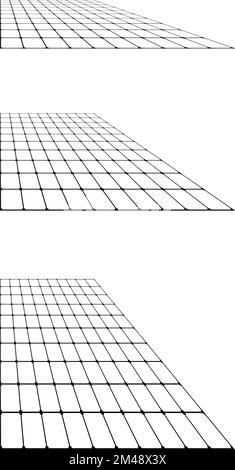 Flache Rasteroberfläche. Rechteckige horizontale Ebene in unterschiedlicher Perspektive. Design-Elemente-Kollektion mit verschiedenen Winkeln. Vektor Stock Vektor