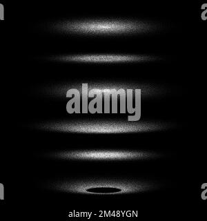 Gestrichelte Schatten, gepunktete Designelemente. Verblassender Verlauf. Stippeln, Dotwork-Zeichnen, Schattierung mit Punkten. Pixelzerfall, Halbtoneffekt Stock Vektor