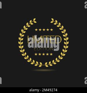 Limitierte Auflage – Vektoretikett für goldenen Lorbeerkranz Stock Vektor