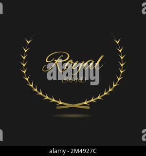 Königliche Marke Goldener Lorbeerkranz Vektoretikett Stock Vektor