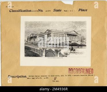 Us-Finanzministerium. Originaltitel: United States Treasury in Washington, D.C., 1871 - Harpers Magazine Vol. 44 - Dez.-Mai, 1871-72. S. 494 AP2 H3 2. Satz. Bundesstaat: Washington, D.C. Stockfoto