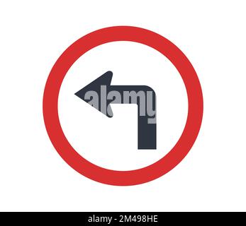 Scharfes Hinweisschild nach links. Flaches Design. Stock Vektor