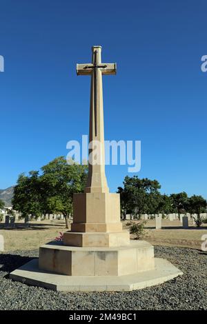 Kreuz der Opfer auf dem Keren-Kriegsfriedhof Stockfoto