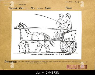 Cisium (Streitwagen). Originalunterschrift: 66-Set - Nr. 33. Abb. 33 Cisium - ein Wörterbuch römischer und griechischer Antiquitäten, mit fast 2.000 Gravuren auf Holz. Von Anthony Rich, London 1873. Stockfoto