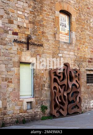 Eintritt zum Museo Diocesa de Barcelona, Katalonien, Spanien Stockfoto